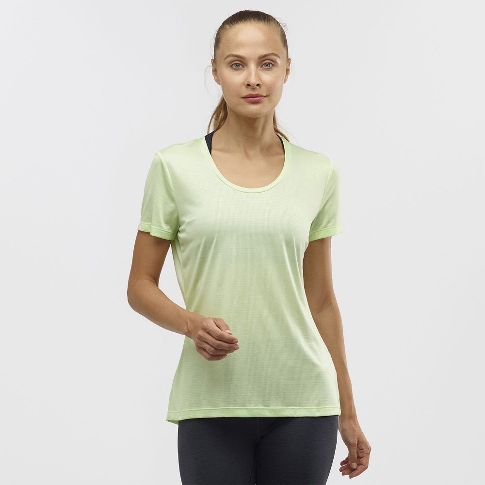 Salomon Singapore Womens T-shirts - AGILE Green | 74203-OCGM